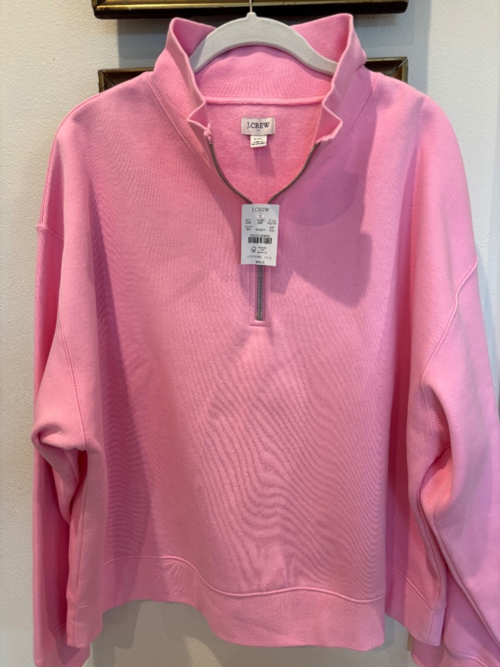 J. Crew Pink Quarter Zip Sweatshirt XXL
